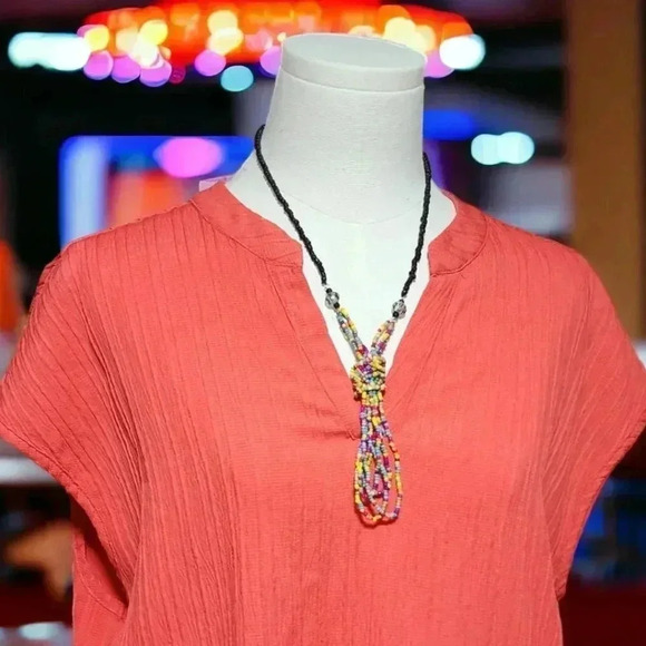 🆕️Handmad Boho Chic Rainbow Beaded Necklace 🌿 | Multicolor Festival Vibes 🌈 - Picture 1 of 12